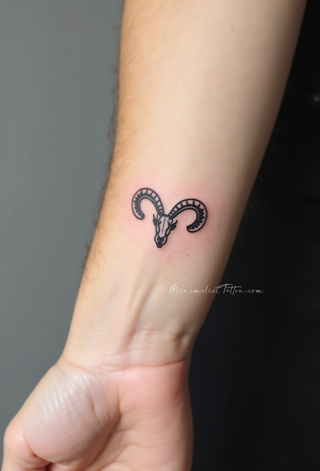 Minimalist Aries zodiac wrist tattoo