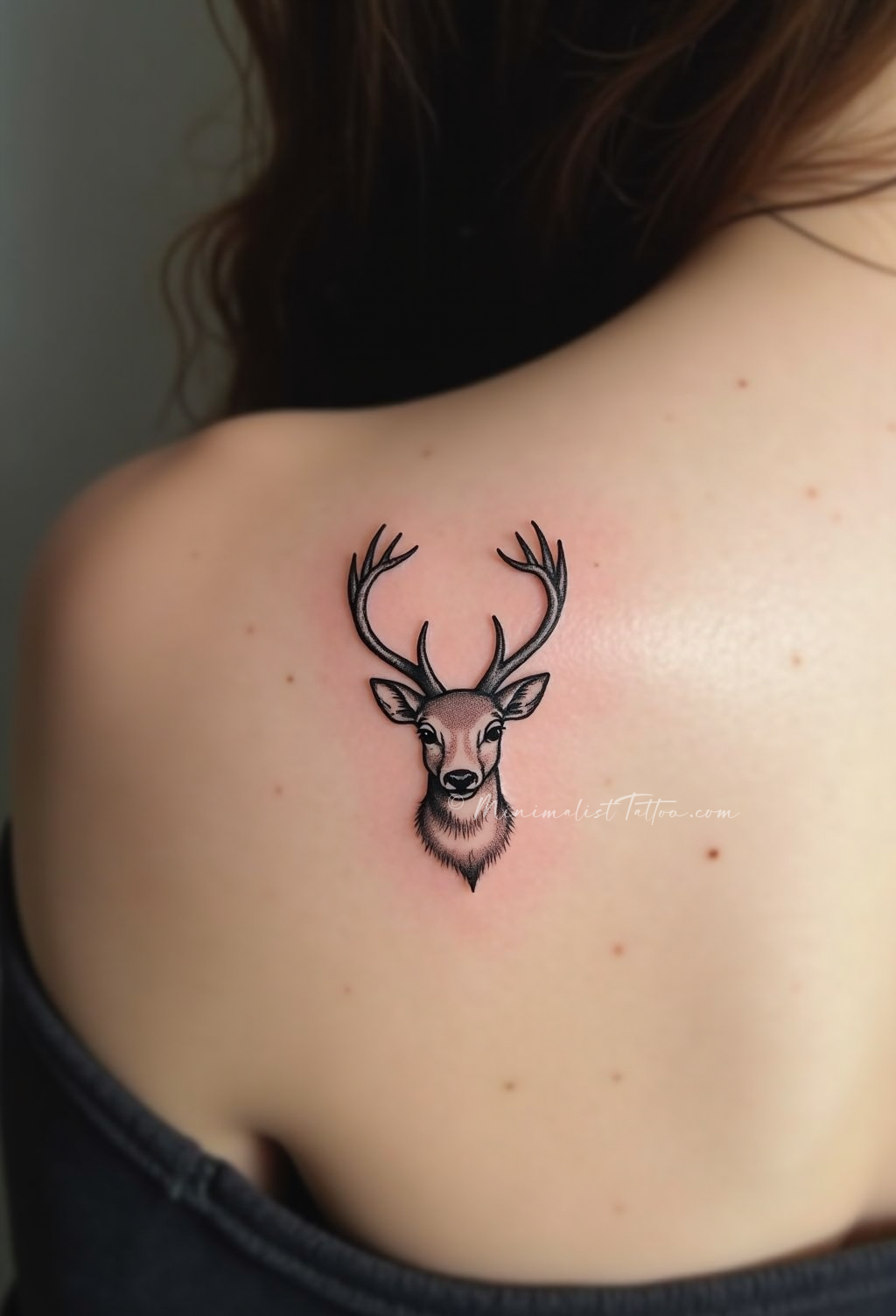Minimalist deer shoulder blade tattoo
