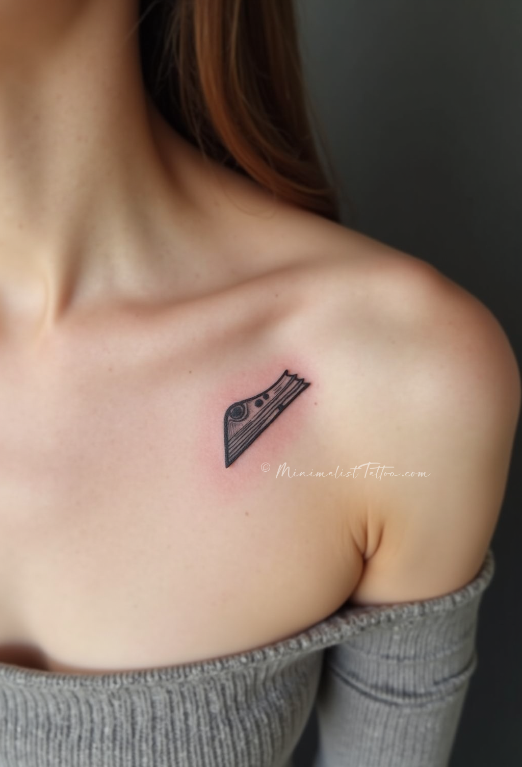 Minimalist bookmark collarbone tattoo