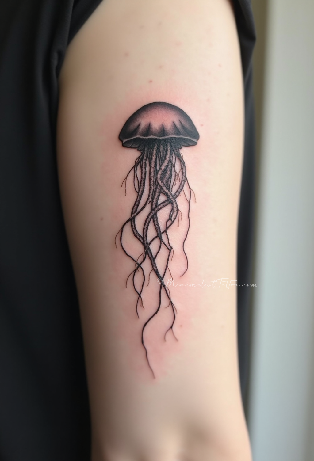 Minimalist jellyfish ribcage tattoo