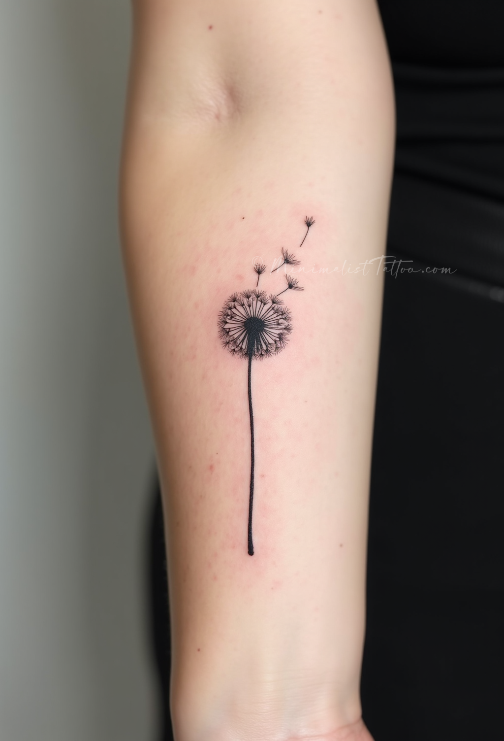 Minimalist dandelion tattoo