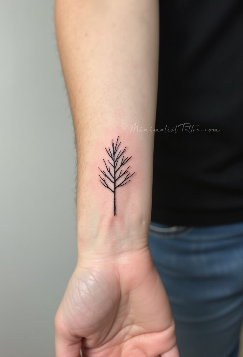 Minimalist tree tattoo
