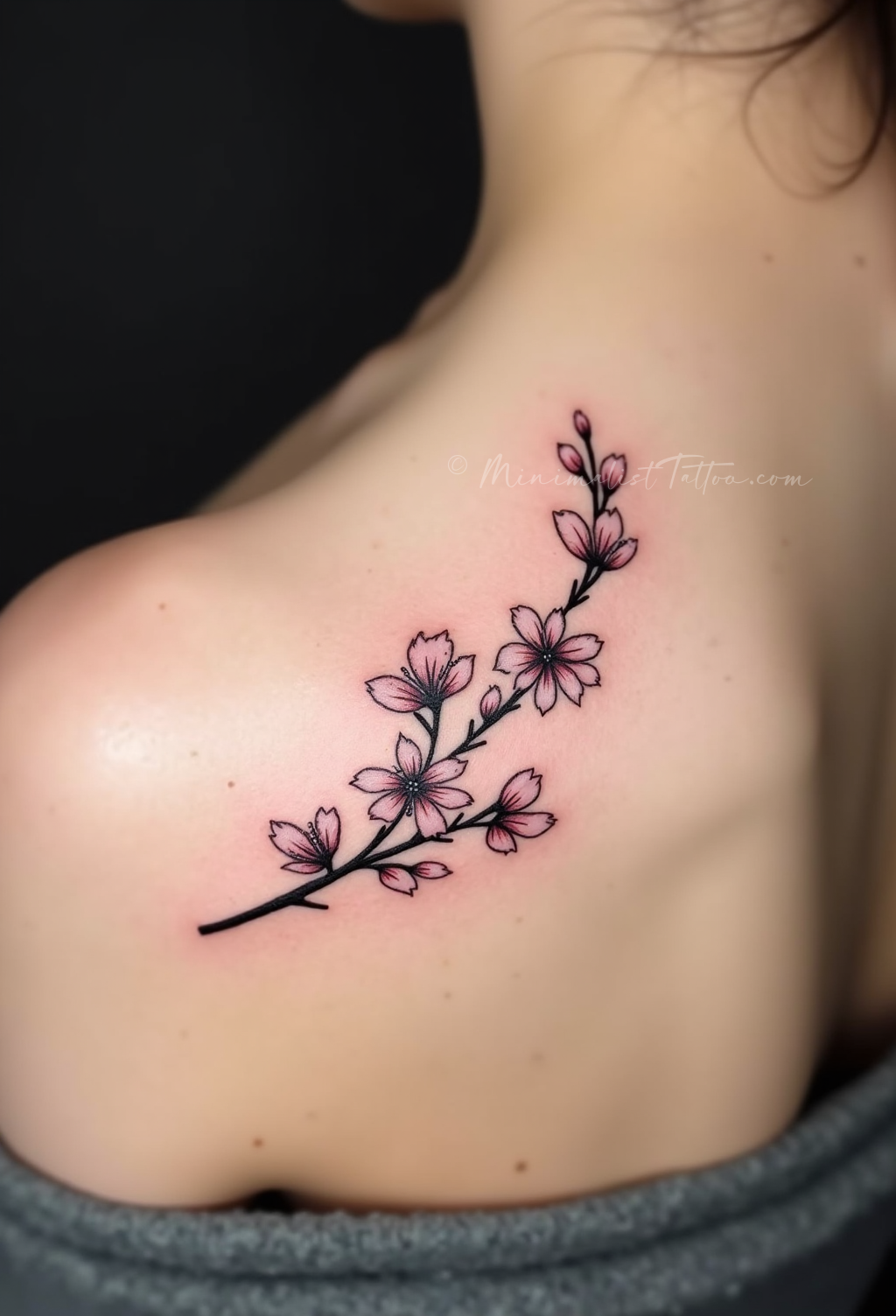 Minimalist cherry blossom tattoo