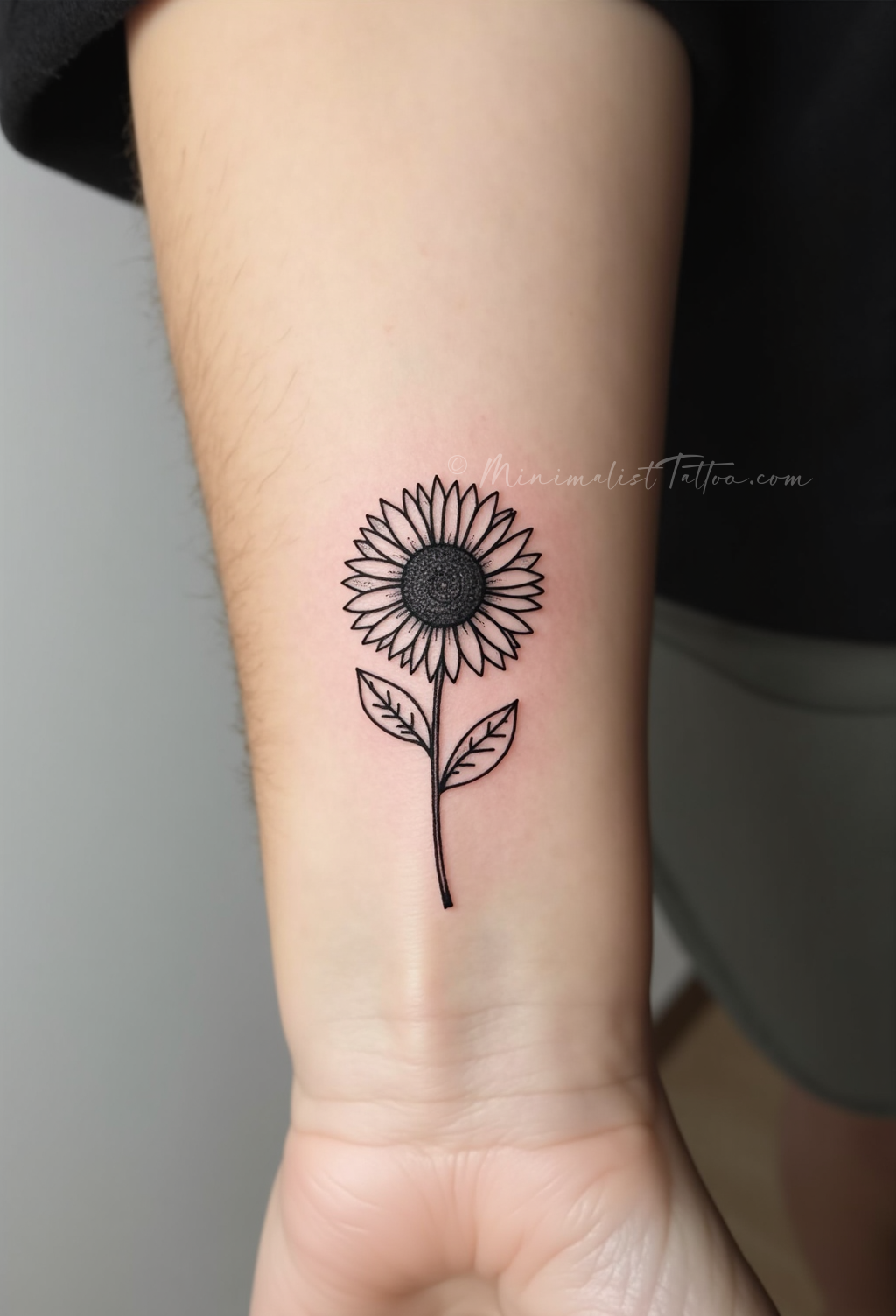 Minimalist sunflower tattoo