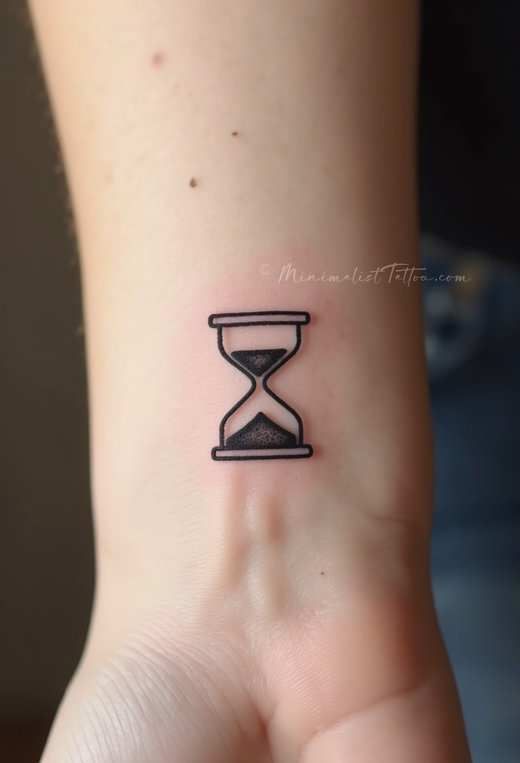 Minimalist hourglass tattoo