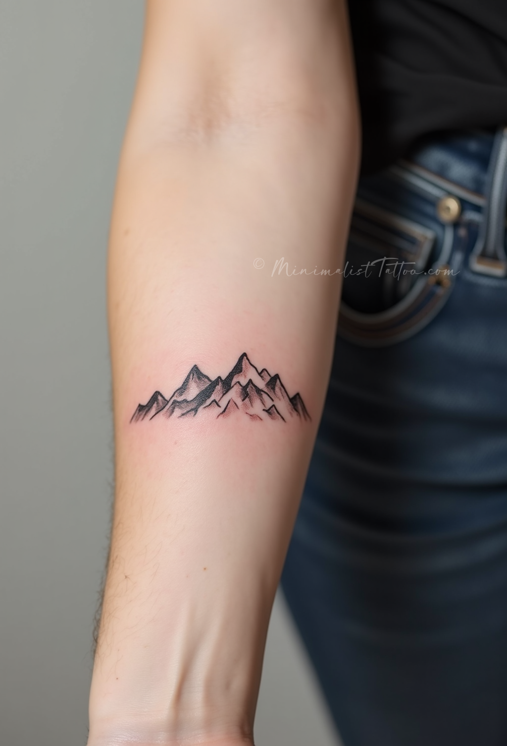 Minimalist mountain range tattoo