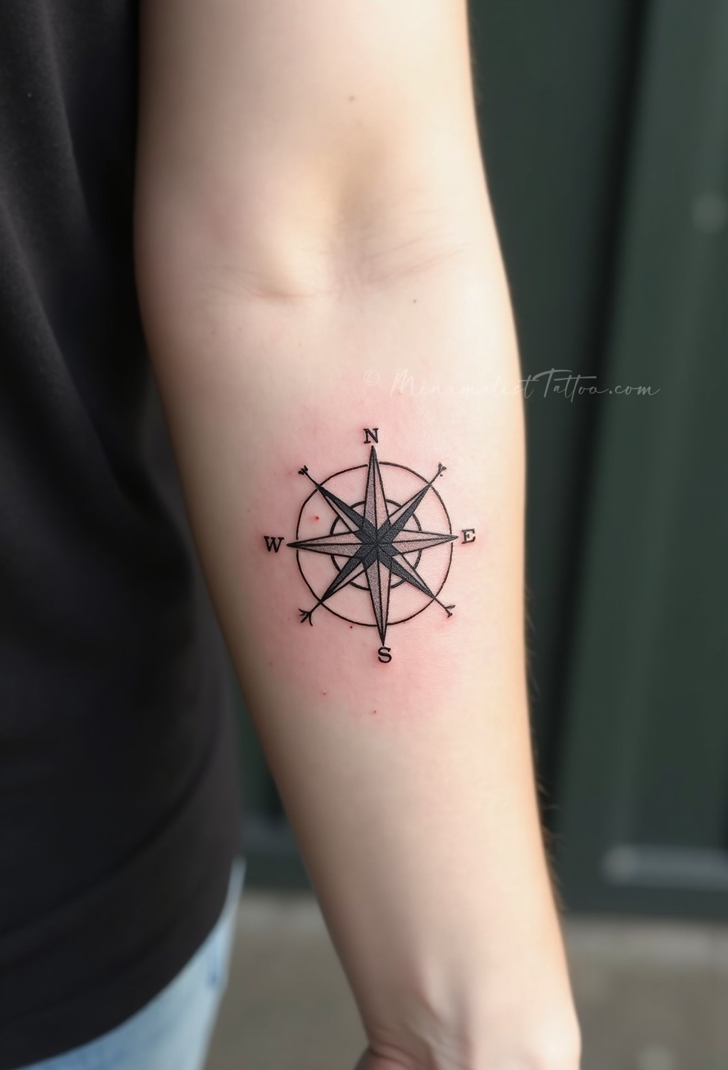 Small compass tattoo