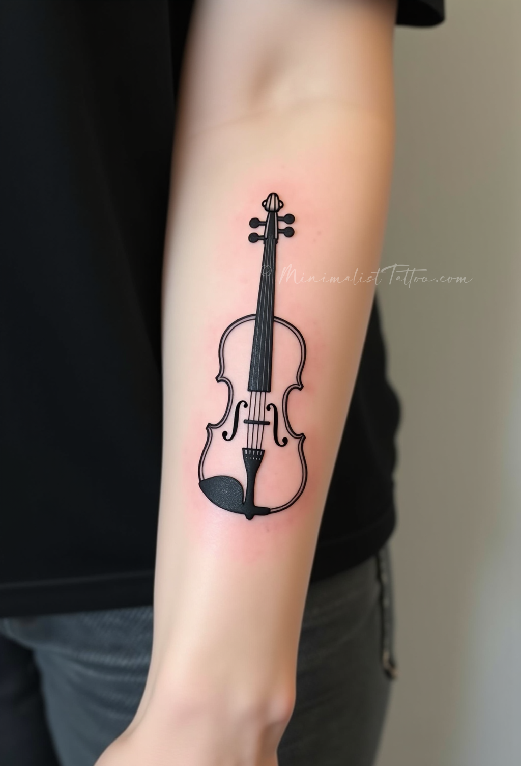 Small violin tattoo